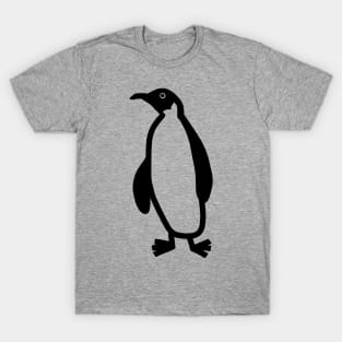 Cute Animals Black Line Penguin Doodle T-Shirt